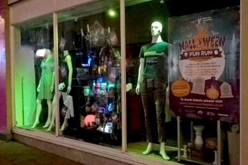 Sussex Beacon St James Street Charity Shop Halloween Display 2017